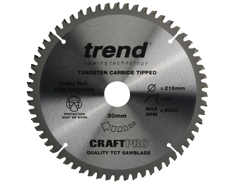 Trend CSB/CC21660 CraftPro Mitre Saw Blade 216 x 30mm x 60T