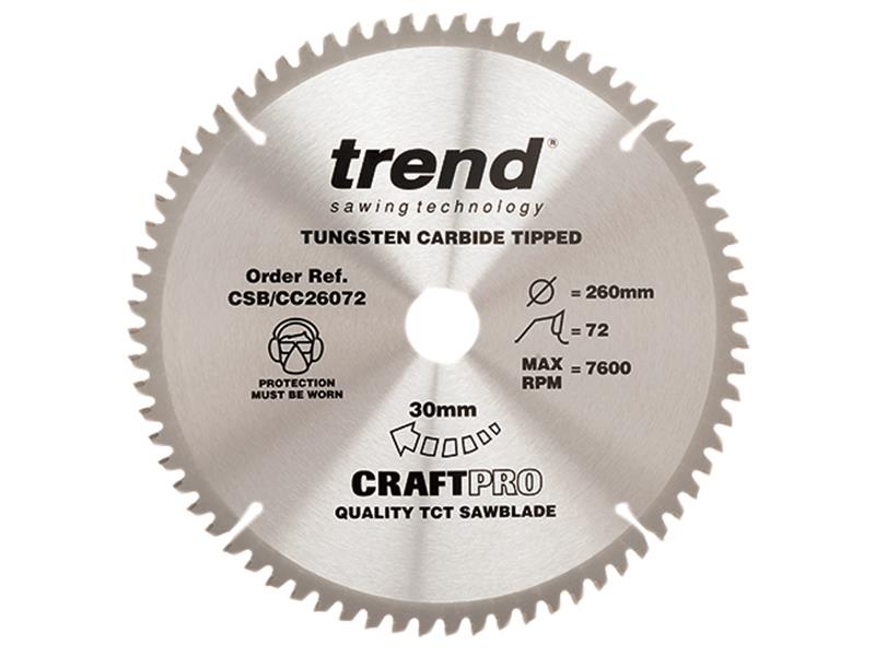 Trend CSB/CC26072 CraftPro Mitre Saw Blade 260 x 30mm x 72T