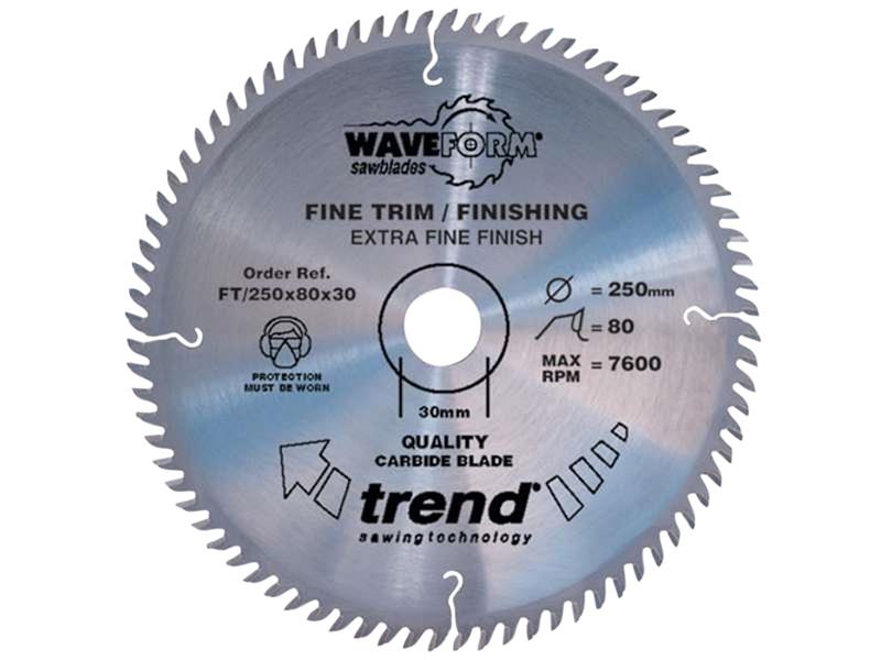 Trend WaveForm Fine Trim Saw Blade 250 x 30mm x 80T