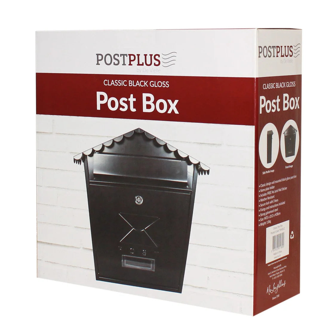 POSTPLUS CLASSIC POST BOX GLOSS BLACK