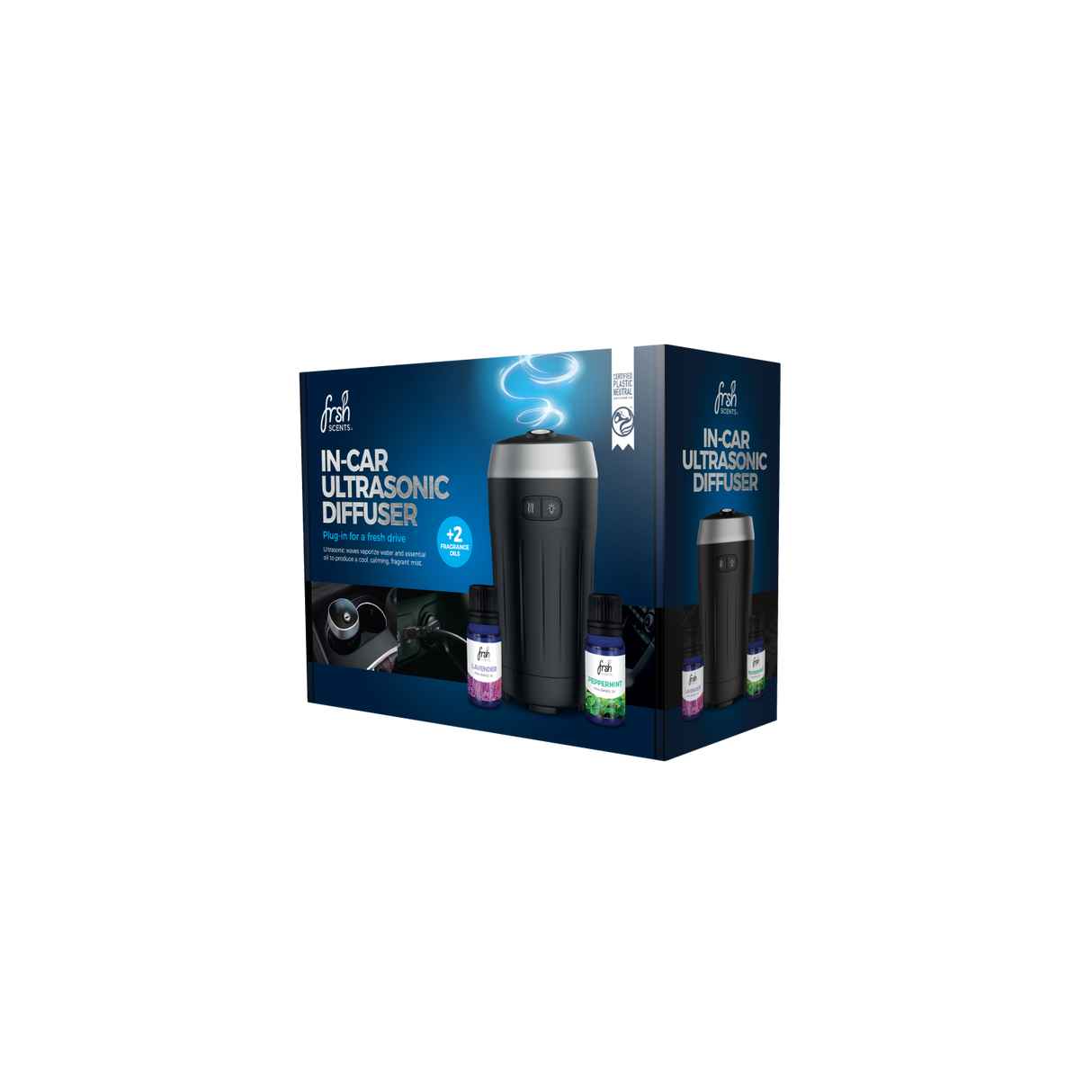 AIR FRESHENERS ULTRASONIC DIFFUSER WITH 2 OILS PEPPERMINT/LAVENDER