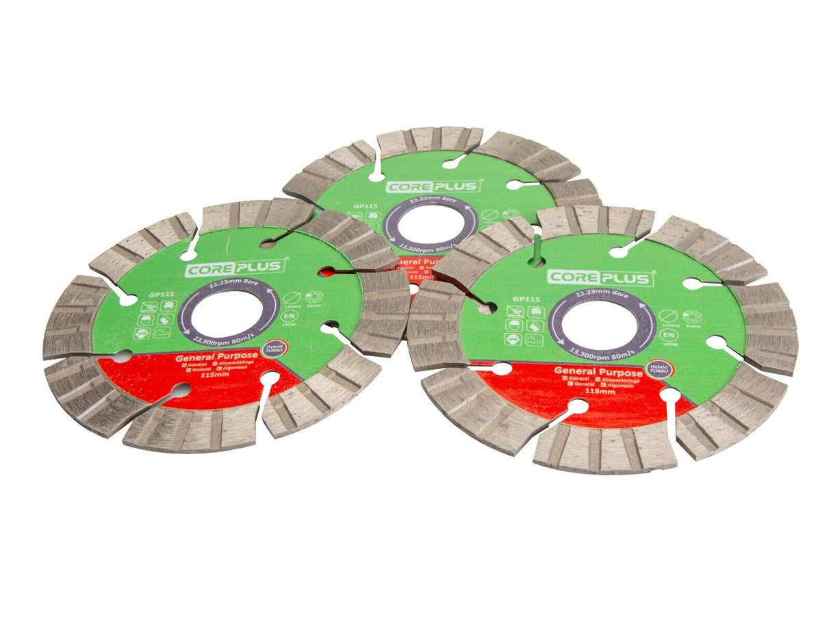 COREPLUS HYBRID 115MM TURBO DIAMOND BLADE TRIPLE PACK