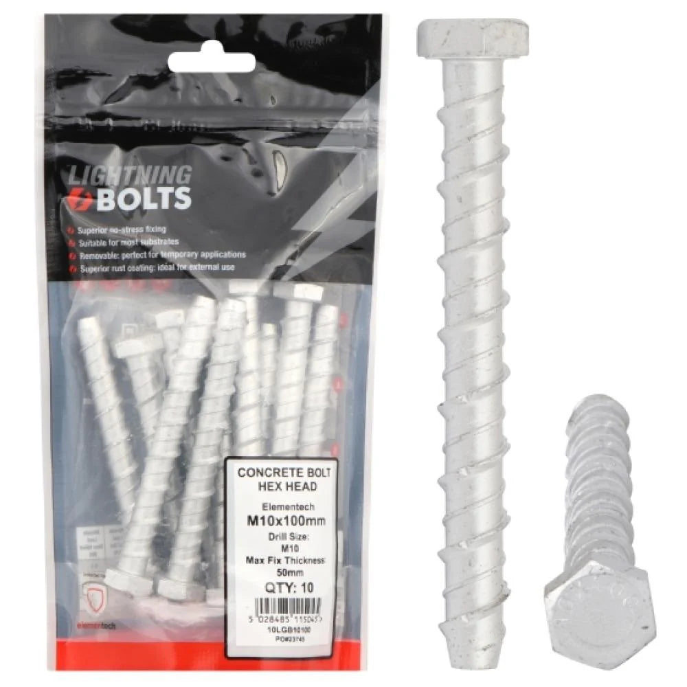 LIGHTNING BOLT M10X130MM BAG 10