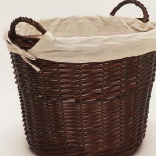 BLACKSOD (COFFEE) ROUND WICKER BASKET LINED 50CM