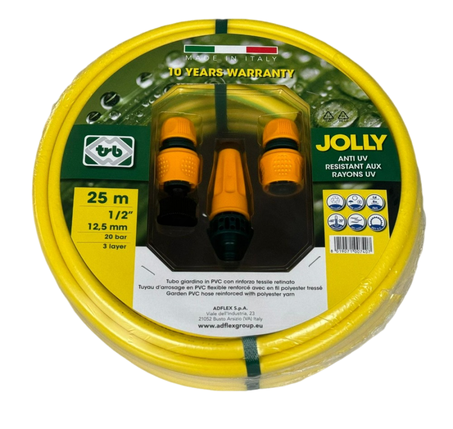 JOLLY 1/2" 25M GARDEN HOSE WITH NOZZLE KIT