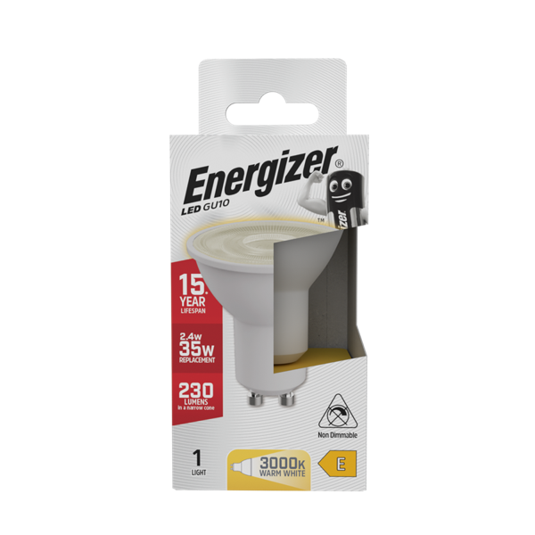 ENERGIZER LED 3.6W (35W) 250 LUMEN GU10 LAMP WARM WHITE