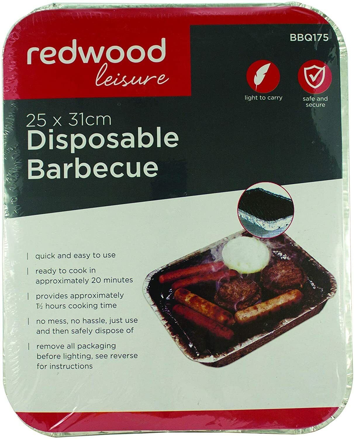 REDWOOD DISPOSABLE BARBECUE - 25 X 31CM BB-BBQ175