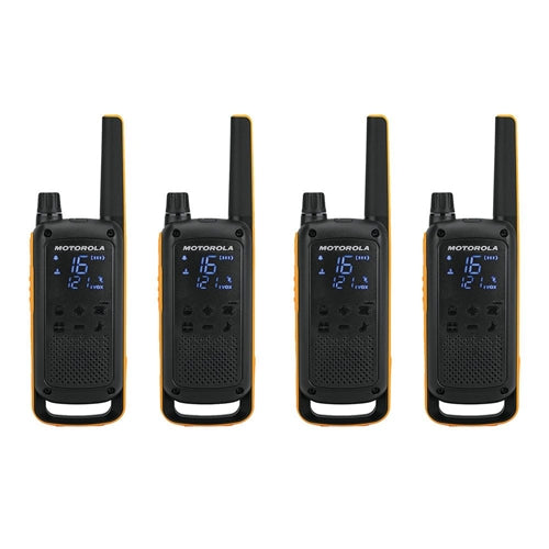 MOTOROLA TALKABOUT T82  2-WAY WALKIE TALKIE RADIO QUAD PACK YELLOW / BLACK