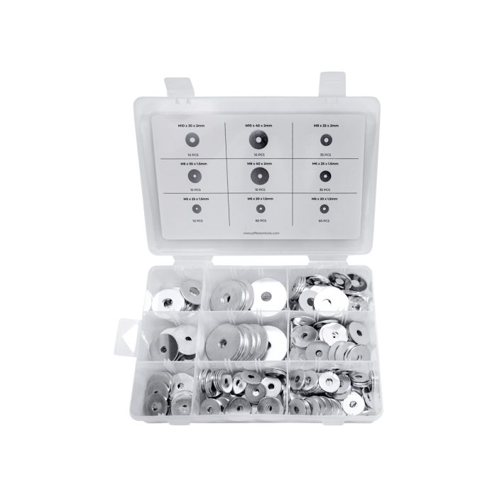 JEFFERSON 240PC ZINC PLATED REPAIR WASHER ASSORTMENT - M5-M10