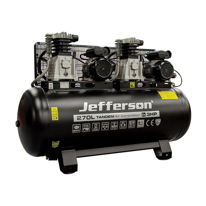 Jefferson 270 Litre 2x3HP 10 Bar Tandem Compressor (230V)