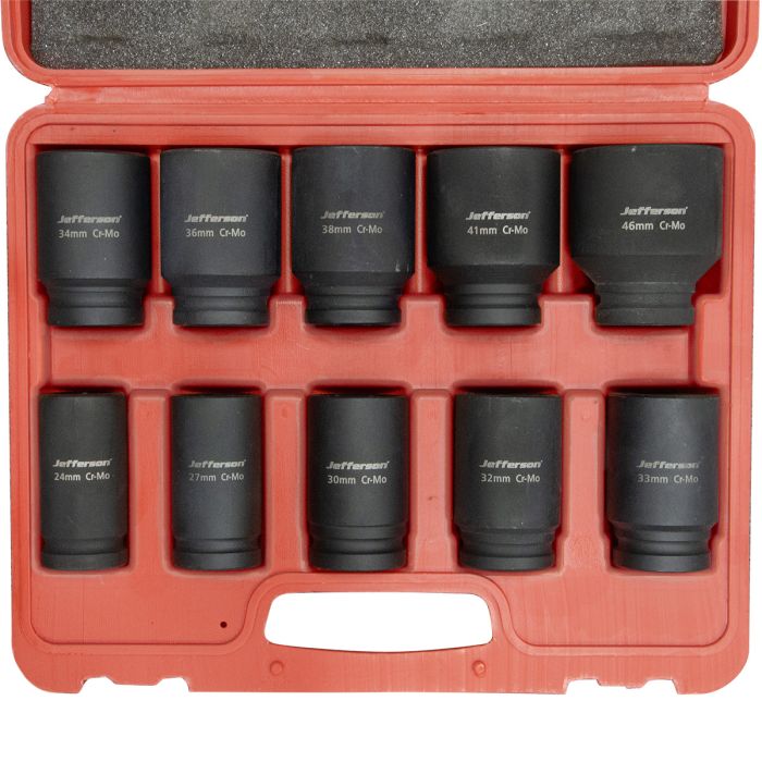 JEFFERSON 10PC 3/4" DEEP METRIC IMPACT SOCKET SET