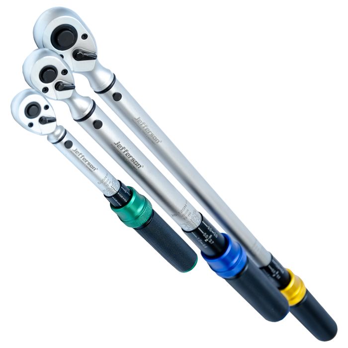 JEFFERSON 3 PIECE CALIBRATED MICROMETER STYLE TORQUE WRENCH SET