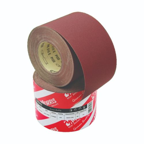 MORRIS 100 GRIT SANDPAPER ABRASIVE ROLL RED 115MM X 1 METER CUT