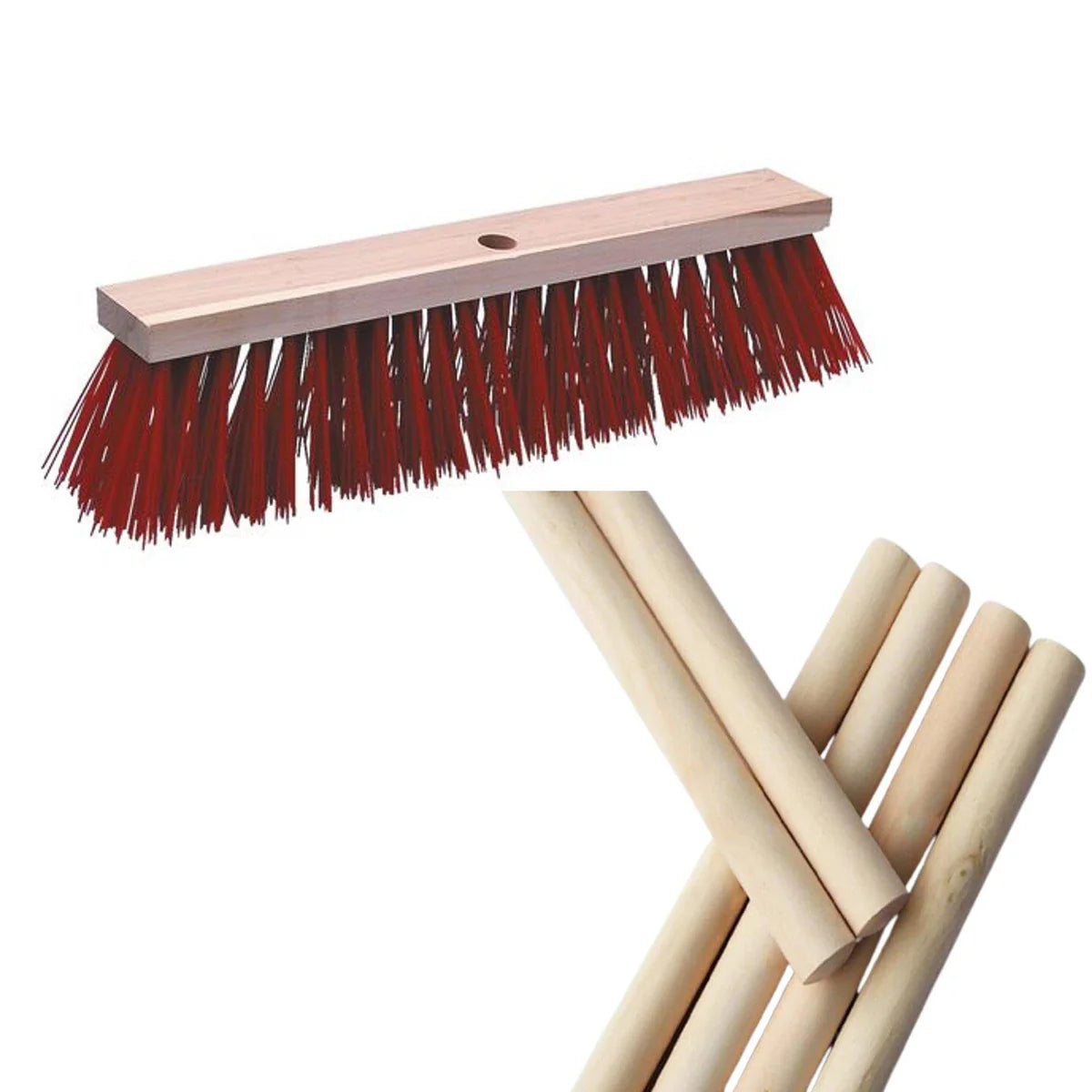 40CM BROOM WITH RED PVC BRISTLES 150CM HANDLE