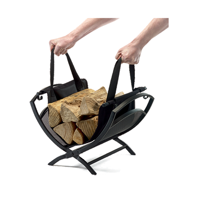 MOY FIRESIDE LOG HOLDER WITH CANVAS CARRIER