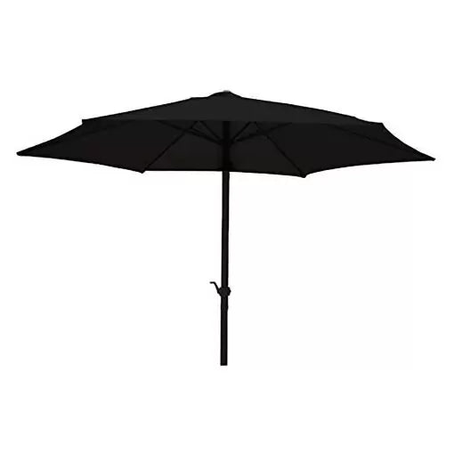 2.7M WIND UP PARASOL WITH STEEL SHAFT - BLACK