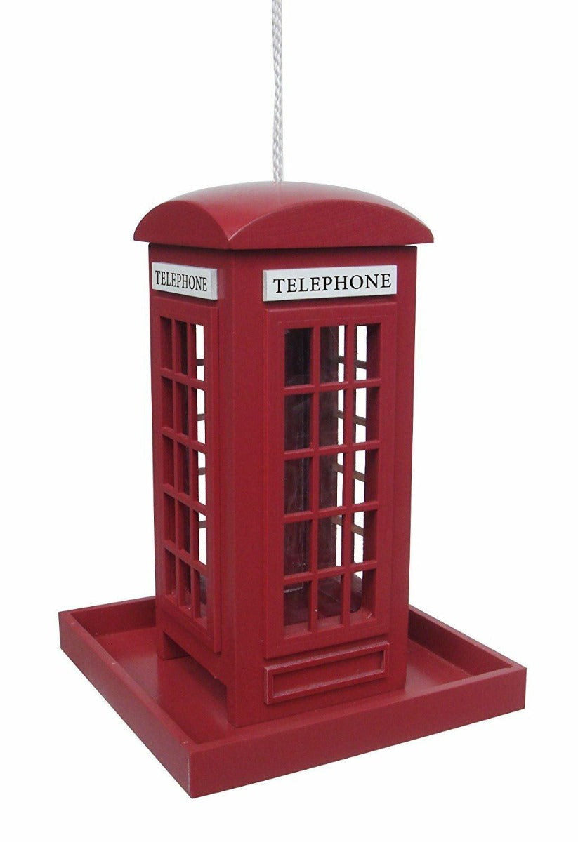 REDWOOD Traditional Red Telephone Box Bird Feeder