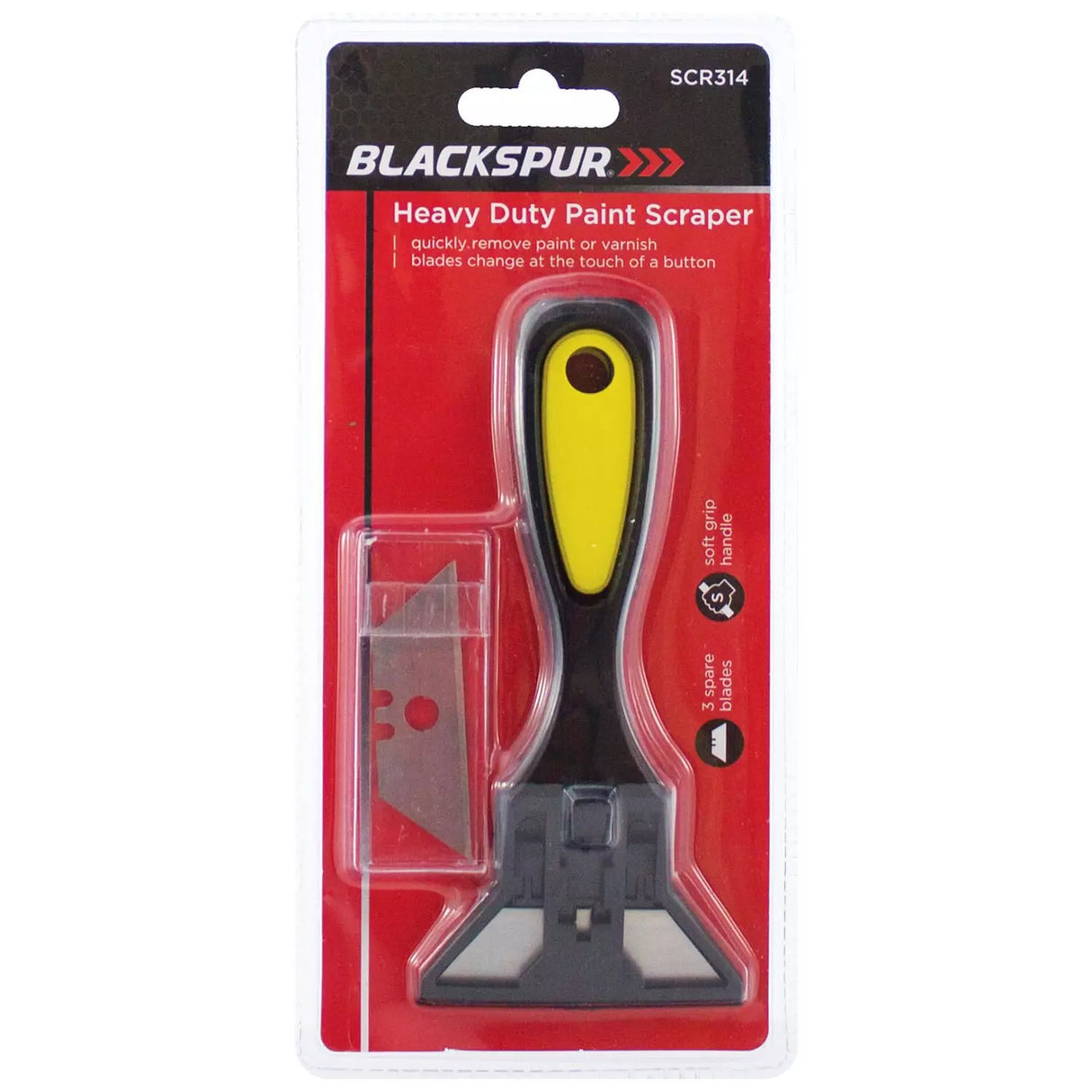 BLACKSPUR HEAVY DUTY PAINT SCRAPER WITH 3 SPARE BLADES