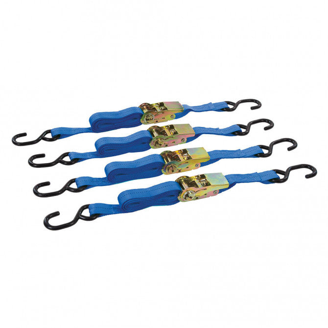SILVERLINE 4PC 900KG 4M RATCHET TIE DOWN STRAP SET 4PC