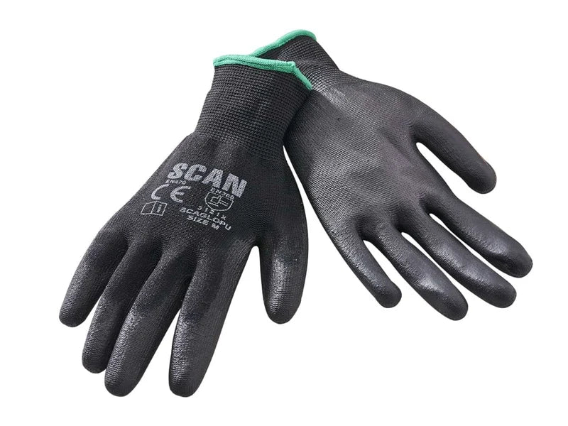 XMS Scan Black PU Dipped Gloves (5 Pairs)