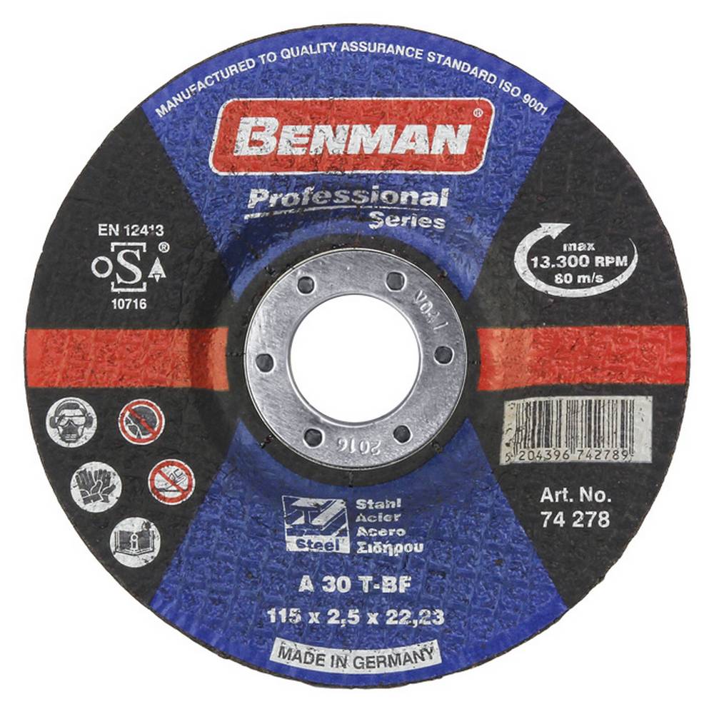 BENMAN CUTTING DISK, FOR STEEL, DEPRESSED, PROFESSIONAL 230X3.0MM