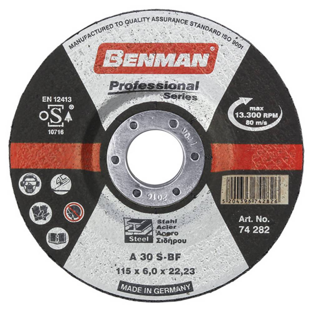 BENMAN GRIDING DISK, FOR STEEL, PROFESSIONAL 230X6.5MM