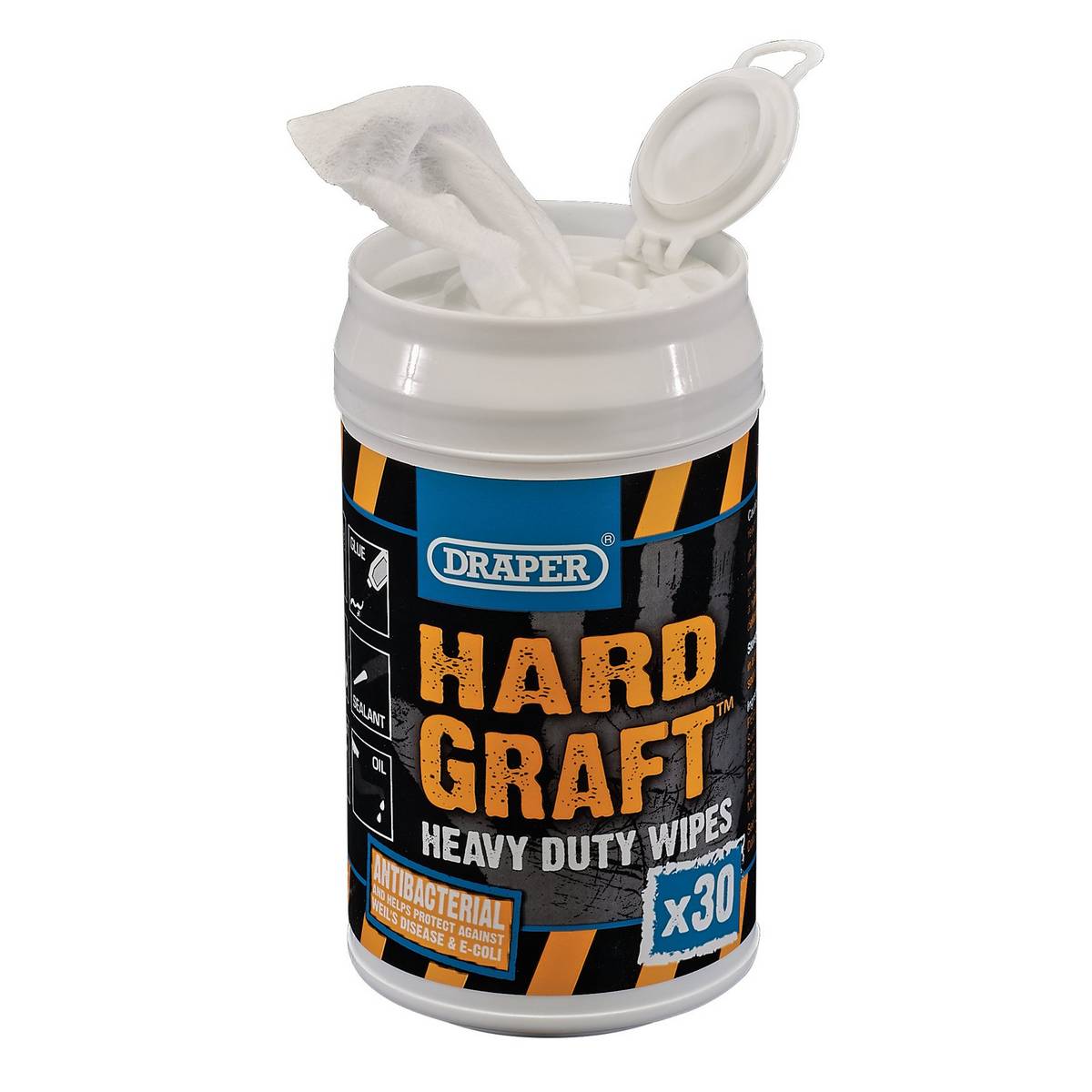 DRAPER HARD GRAFT WIPES (TUB OF 30)