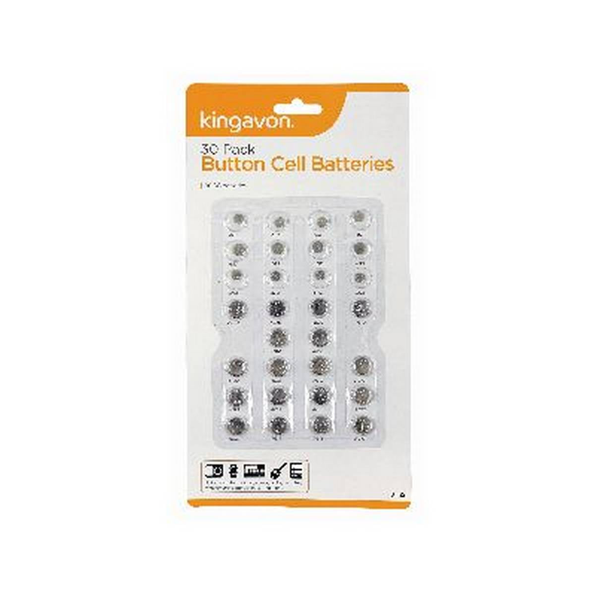 KINGAVON 30 PACK BUTTON CELL BATTERIES BB-BT132