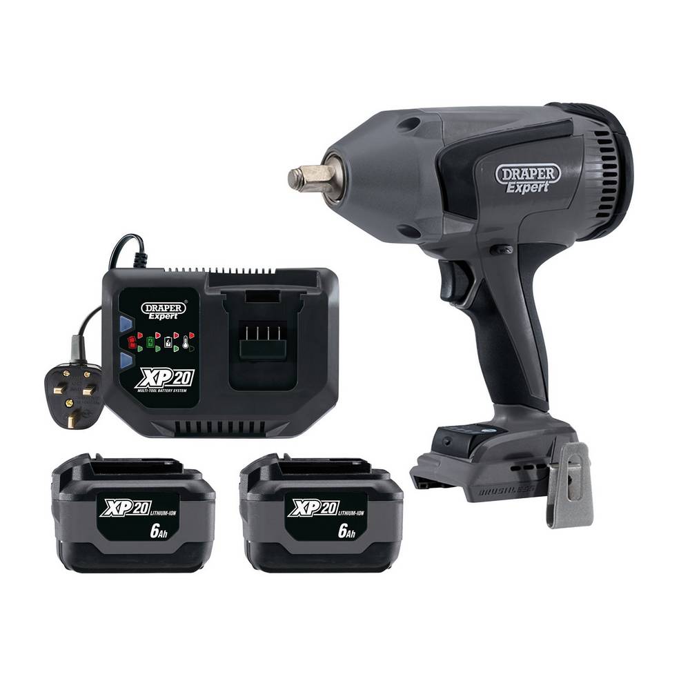 DRAPER XP20 BRUSHLESS 1/2" IMPACT WRENCH & 2 6AH BATTERY & FAST CHARGER