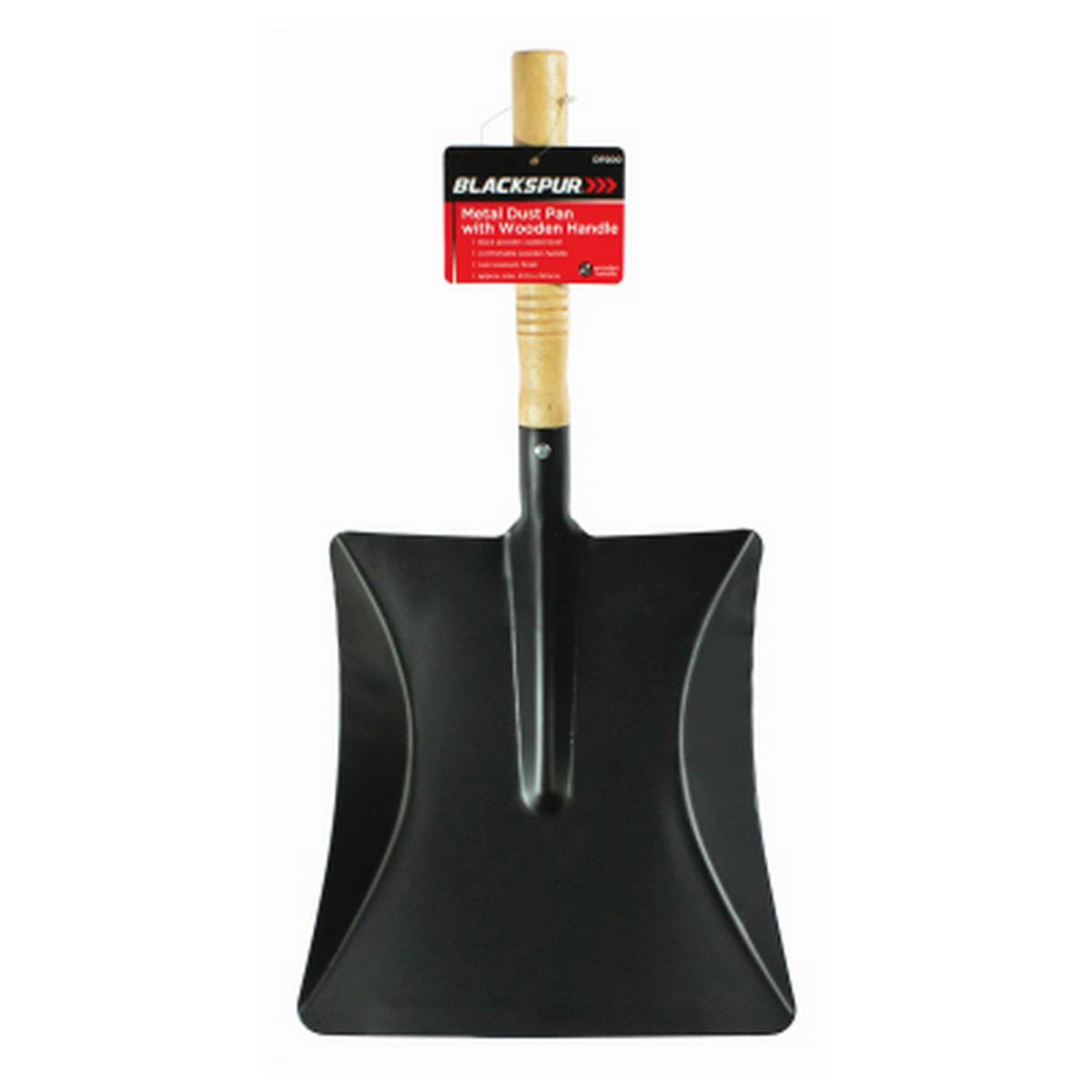 BLACKSPUR METAL DUST PAN WITH WOODEN HANDLE BB-DP200