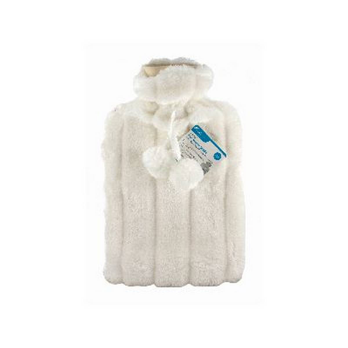 ASHLEY 2L HOT WATER BOTTLE WITH PLUSH FAUX FUR COVER - CREAM BB-HW182
