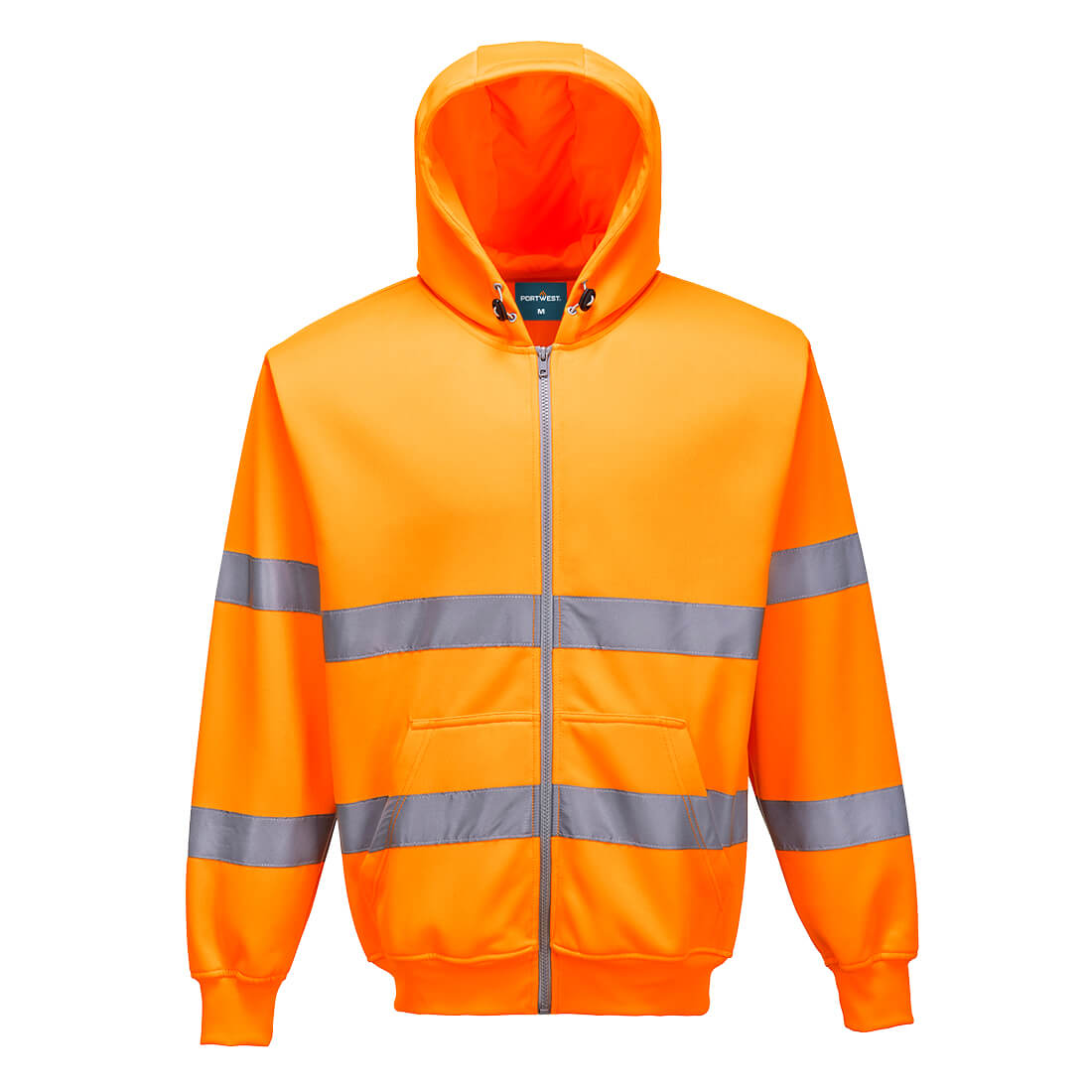 PORTWEST HI-VIS ZIP FRONT HOODED SWEATSHIRT - ORANGE