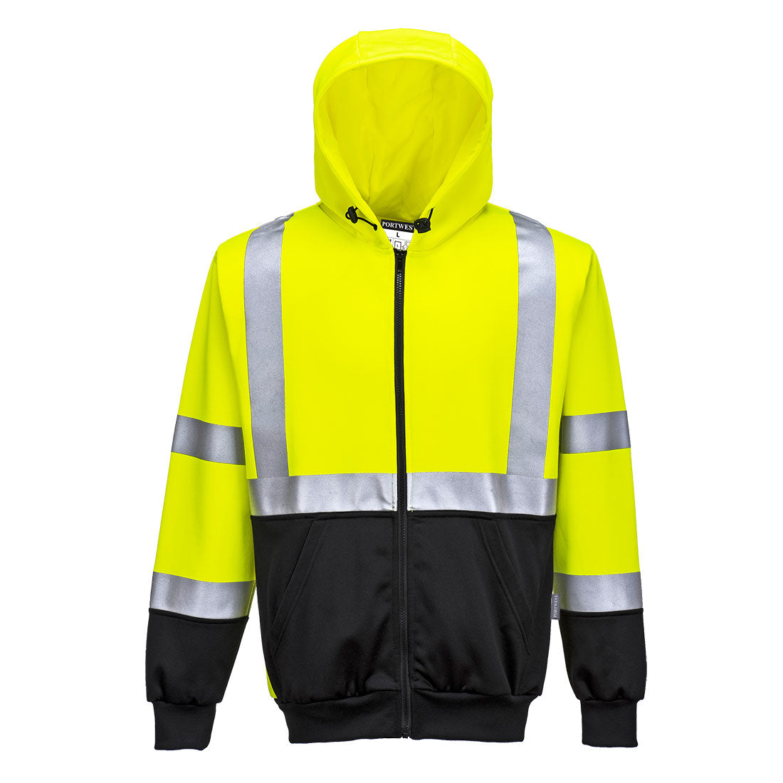 PORTWEST HI VIS TWO TONE ZIPPED HOODIE - YELLOW / BLACK