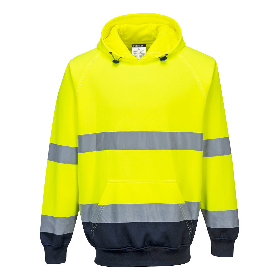 PORTWEST HI-VIS TWO-TONE HOODED SWEATSHIRT - YELLOW