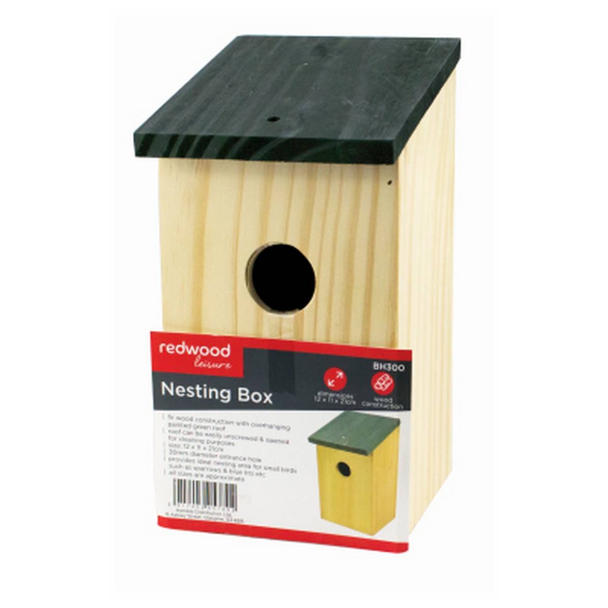 REDWOOD NESTING BOX 11 X 12 X 21CM BB-BH300