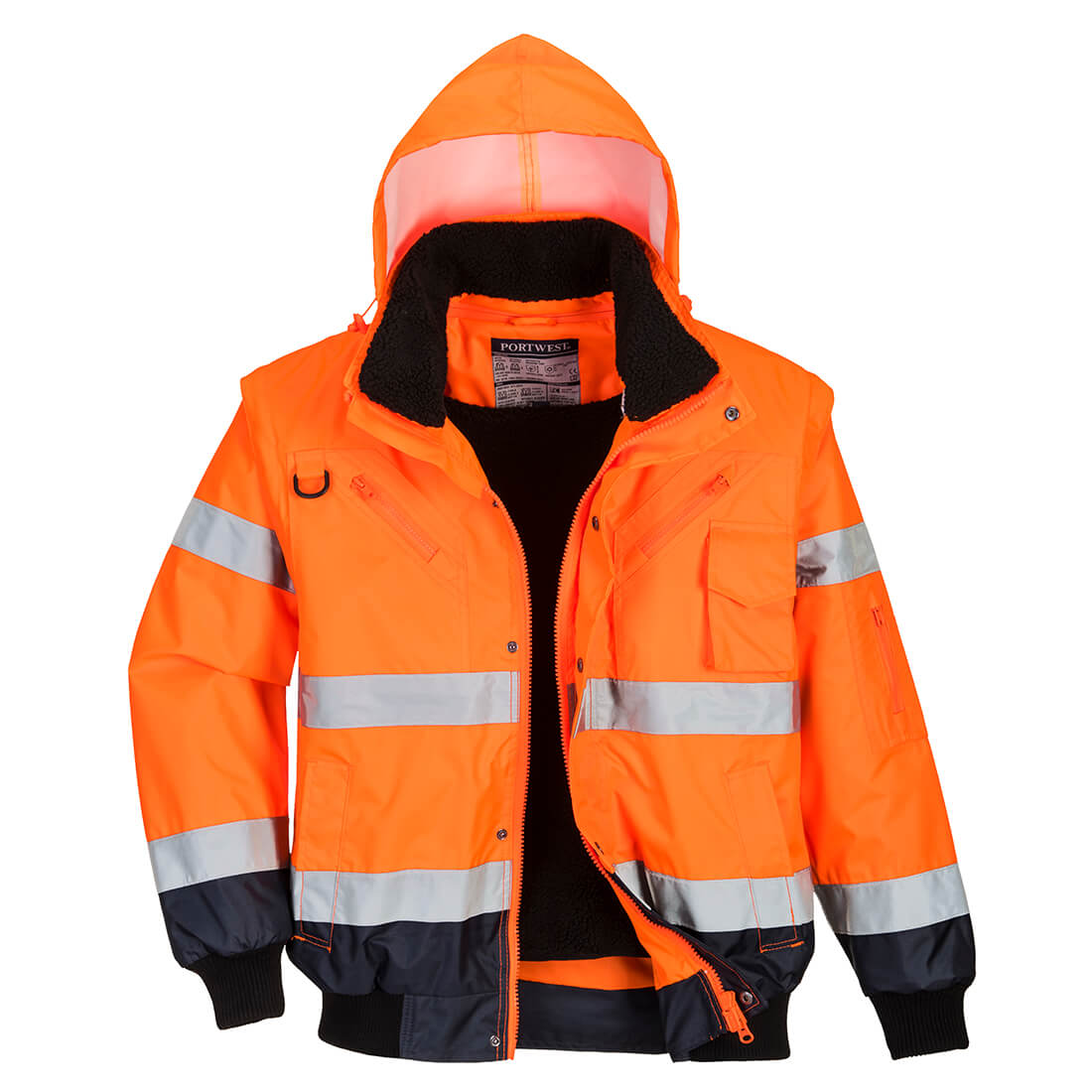 PORTWEST HI VIS CONTRAST BOMBER 3 IN 5 ORANGE / NAVY