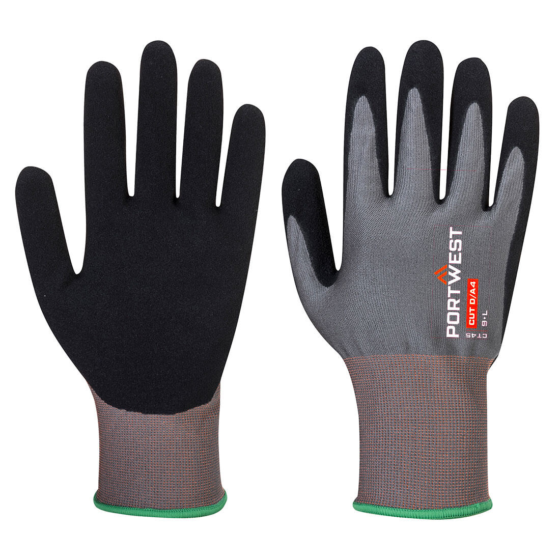 PORTWEST CT HR NITRILE FOAM CUT LEVEL D GLOVE - GREY / BLACK