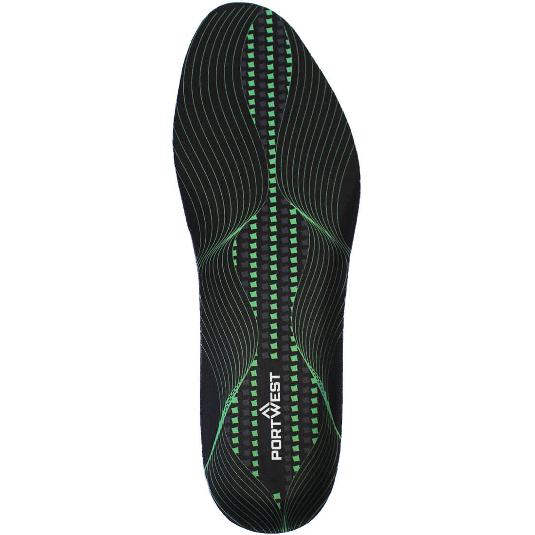 PORTWEST GEL ARCH SUPPORT INSOLE BLACK/GREEN