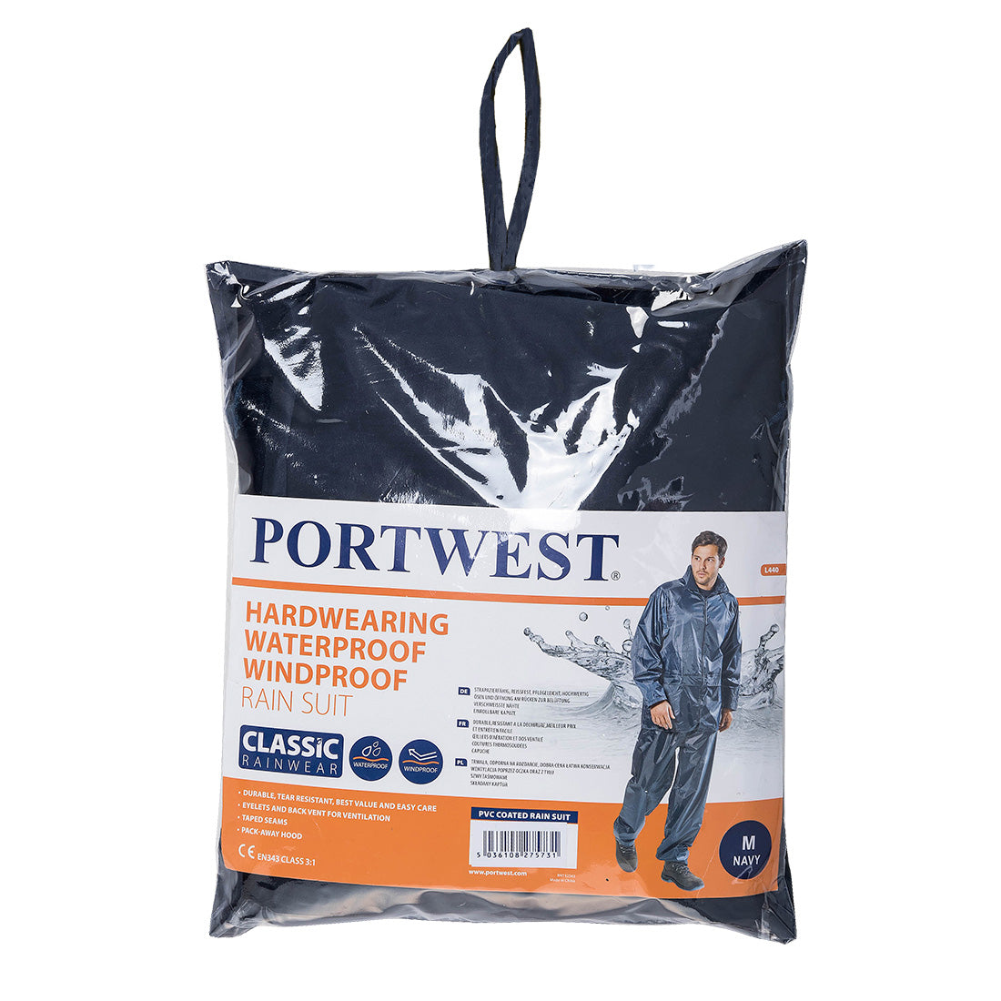 PORTWEST NYLON RAIN SUIT - NAVY