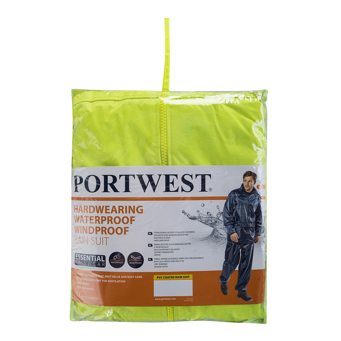 PORTWEST PVC COATED RAIN SUIT (2 PIECE) - YELLOW