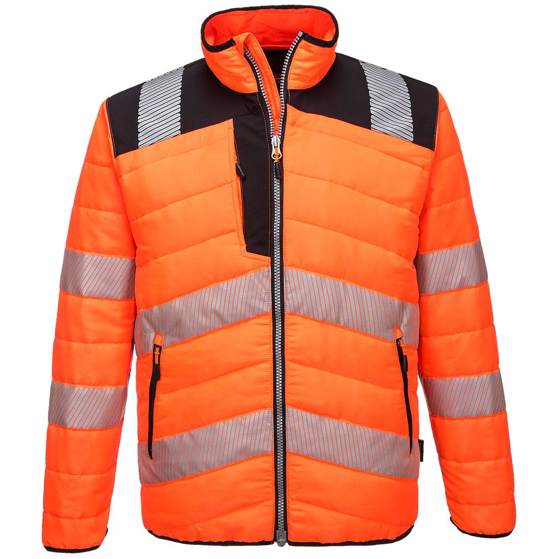 PORTWEST PW3 HI VIS BAFFLE JACKET - ORANGE / BLACK