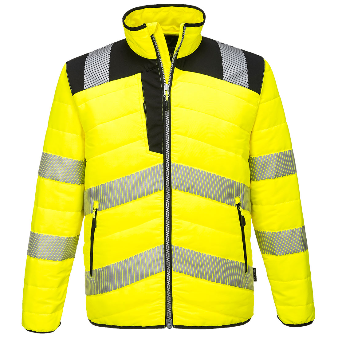 PORTWEST PW3 HI VIS BAFFLE JACKET - YELLOW / BLACK