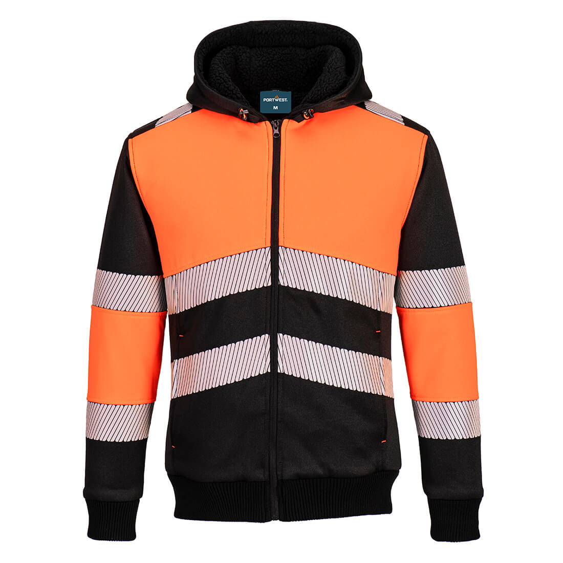 PORTWEST PW3 ZIP WINTER HOODIE - ORANGE / BLACK