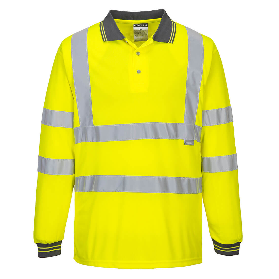 PORTWEST HI-VIS LONG SLEEVED POLO YELLOW