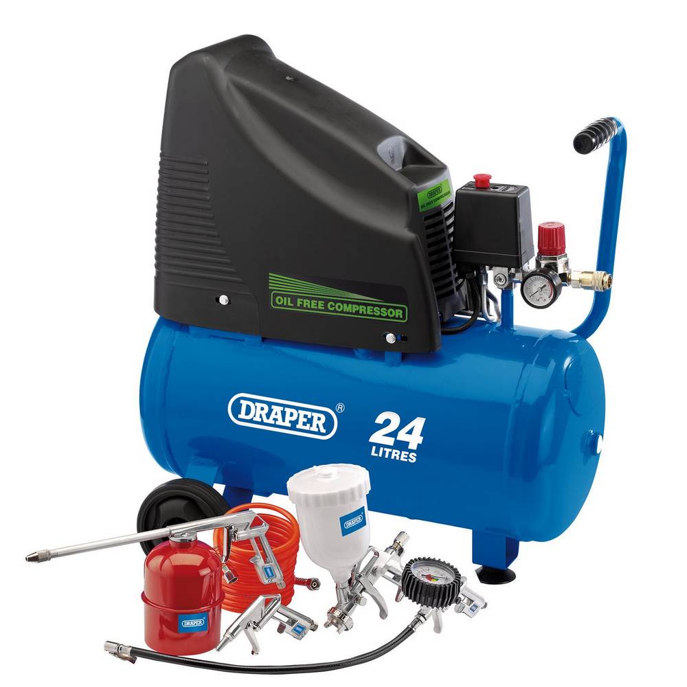 DRAPER 230V OIL FREE COMPRESSOR AND AIR TOOL KIT