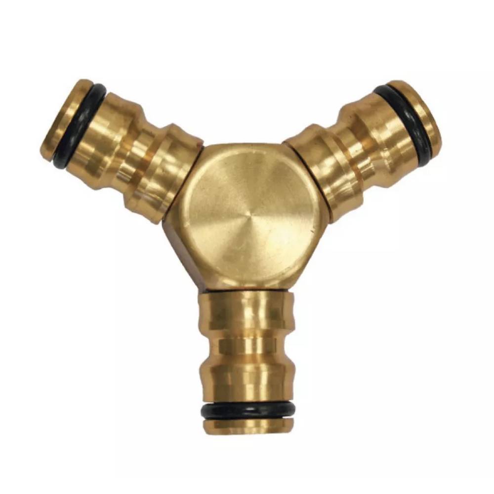 BENMAN 3 WAY BRASS HOSE CONNECTOR FOR COUPLING HOSES HEAVY DUTY