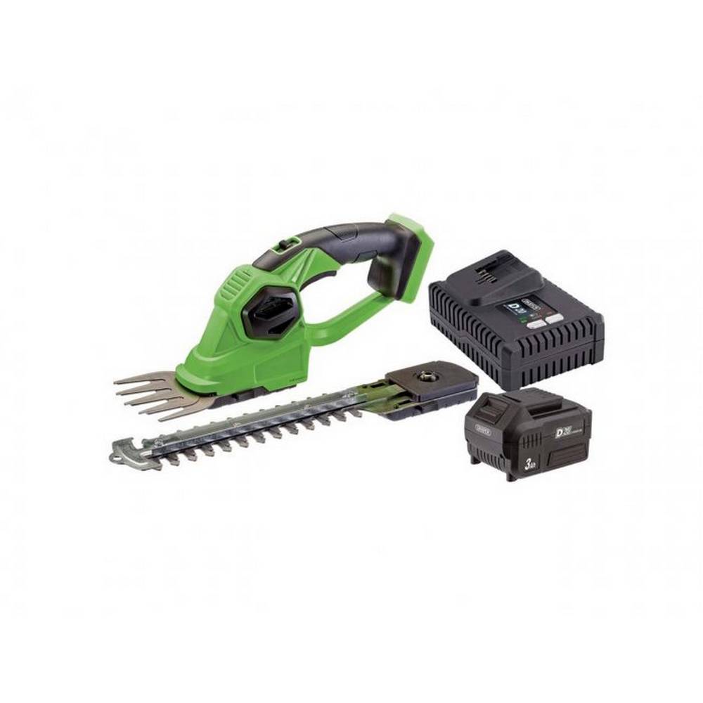 DRAPER D20 20V 2-IN-1 GRASS AND HEDGE TRIMMER WITH BATTERY AND FAST CHARGER