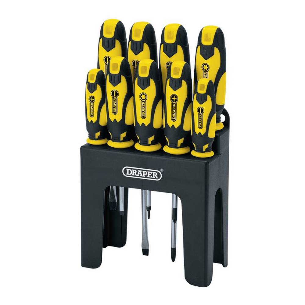 DRAPER SOFT GRIP SCREWDRIVER SET, YELLOW (9 PIECE)