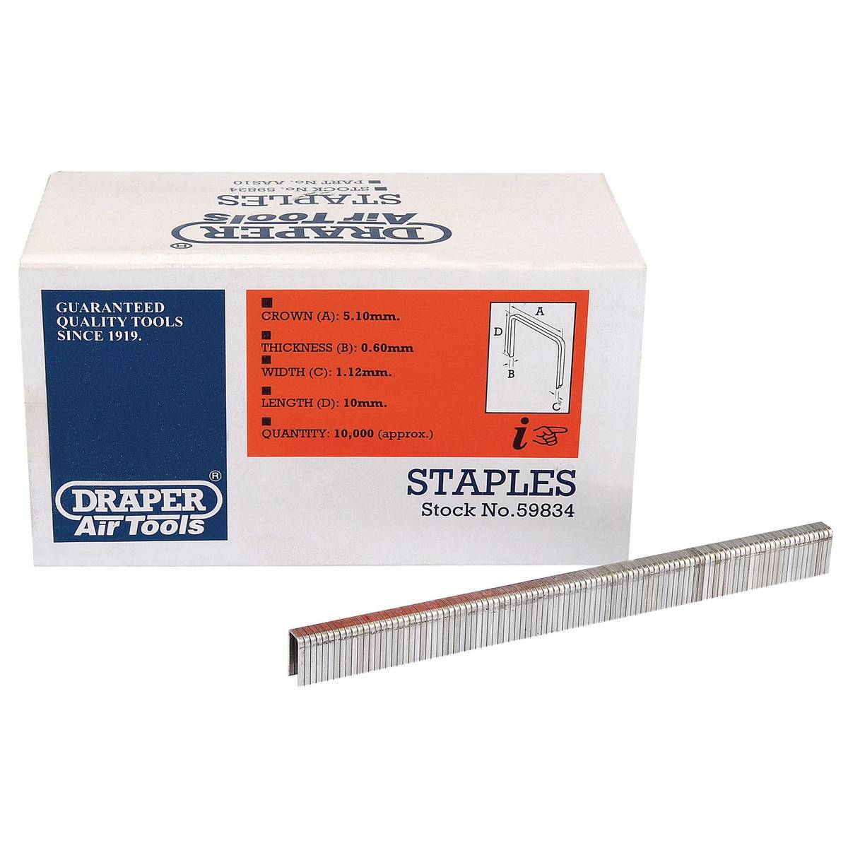 DRAPER STAPLES, 10MM  (PACK OF 10000)