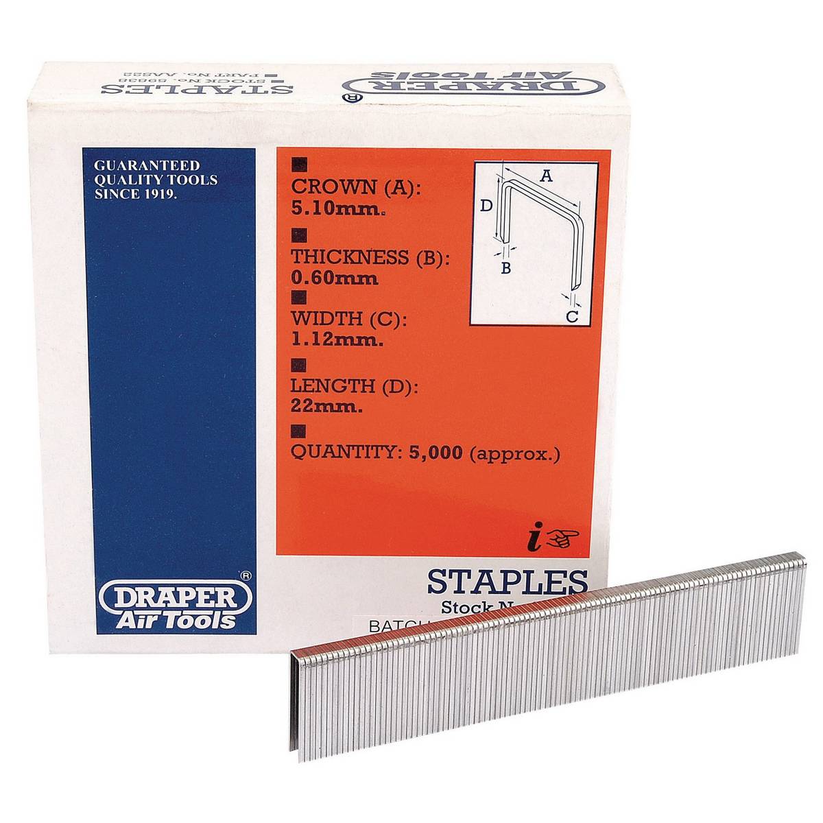 DRAPER STAPLES, 22MM (5000)